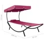 Garden lounger with awning and pink cushion by vidaXL, Loungers - Ref: Foro24-313536, Price: 98,57 €, Discount: %