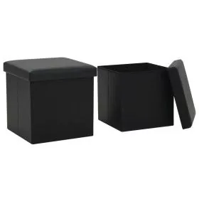Folding storage stools 2 pcs black synthetic leather by vidaXL, Folding stools and chairs - Ref: Foro24-247083, Price: 40,63 ...