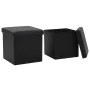 Folding storage stools 2 pcs black synthetic leather by vidaXL, Folding stools and chairs - Ref: Foro24-247083, Price: 40,63 ...