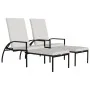 Lounger with footrest 2 units brown synthetic rattan by vidaXL, Loungers - Ref: Foro24-317631, Price: 180,48 €, Discount: %