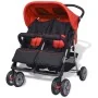 Zwillingskinderwagen aus rot-schwarzem Stahl von vidaXL, Kinderwagen - Ref: Foro24-10108, Preis: 194,24 €, Rabatt: %
