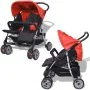 Zwillingskinderwagen aus rot-schwarzem Stahl von vidaXL, Kinderwagen - Ref: Foro24-10108, Preis: 194,24 €, Rabatt: %