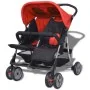 Zwillingskinderwagen aus rot-schwarzem Stahl von vidaXL, Kinderwagen - Ref: Foro24-10108, Preis: 194,24 €, Rabatt: %