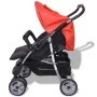 Zwillingskinderwagen aus rot-schwarzem Stahl von vidaXL, Kinderwagen - Ref: Foro24-10108, Preis: 194,24 €, Rabatt: %