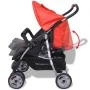 Zwillingskinderwagen aus rot-schwarzem Stahl von vidaXL, Kinderwagen - Ref: Foro24-10108, Preis: 194,24 €, Rabatt: %