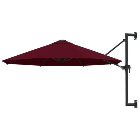 Wand-Sonnenschirm mit Metallstange 300 cm Bordeauxrot von vidaXL, Sonnenschirme - Ref: Foro24-47298, Preis: 98,30 €, Rabatt: %