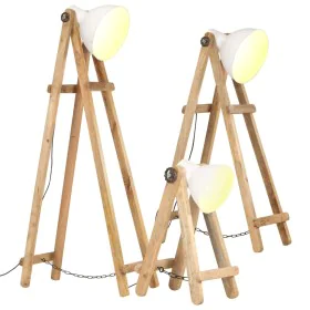 Lámpara de pie 3 piezas madera maciza de mango blanco E27 de vidaXL, Lámparas - Ref: Foro24-320594, Precio: 209,29 €, Descuen...