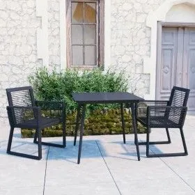 3-teiliges Garten-Essset aus schwarzem PVC-Rattan von vidaXL, Gartensets - Ref: Foro24-3060213, Preis: 301,05 €, Rabatt: %