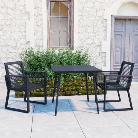 Juego de comedor de jardín 3 piezas ratán PVC negro de vidaXL, Conjuntos de jardín - Ref: Foro24-3060213, Precio: 299,62 €, D...