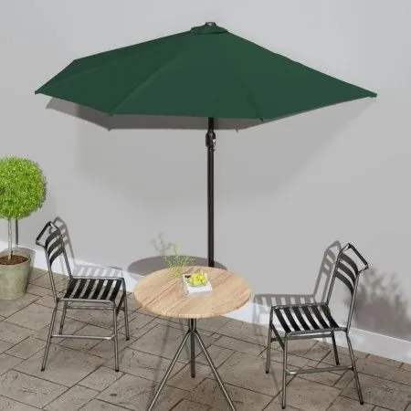 Sombrilla de balcón semicircular palo aluminio verde 270x144cm de vidaXL, Sombrillas - Ref: Foro24-44588, Precio: 61,08 €, De...