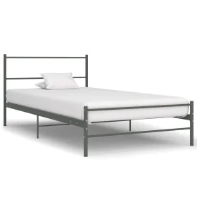 Gray metal bed frame 100x200 cm by vidaXL, Beds and slatted bases - Ref: Foro24-284685, Price: 77,20 €, Discount: %