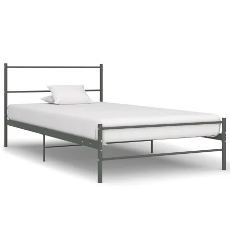 Estructura de cama de metal gris 100x200 cm de vidaXL, Camas y somieres - Ref: Foro24-284685, Precio: 77,11 €, Descuento: %