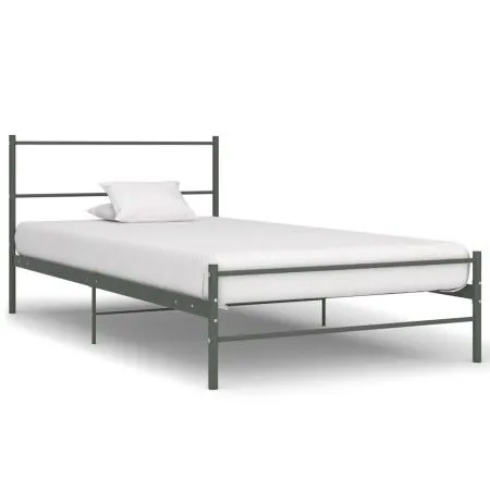 Graues Metallbettgestell 100x200 cm von vidaXL, Betten und Lattenroste - Ref: Foro24-284685, Preis: 78,27 €, Rabatt: %