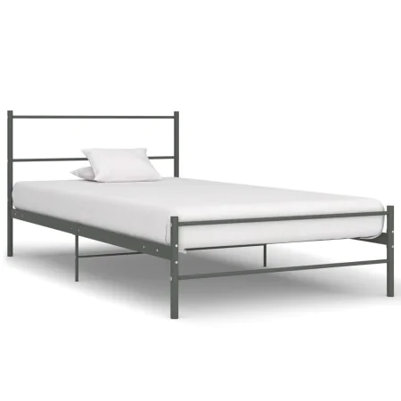 Gray metal bed frame 100x200 cm by vidaXL, Beds and slatted bases - Ref: Foro24-284685, Price: 77,20 €, Discount: %