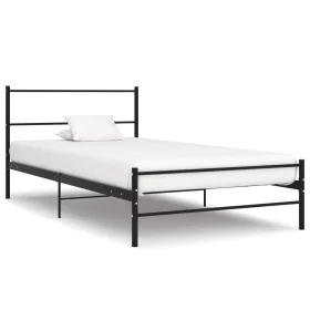 Black metal bed frame 100x200 cm by vidaXL, Beds and slatted bases - Ref: Foro24-284689, Price: 86,12 €, Discount: %