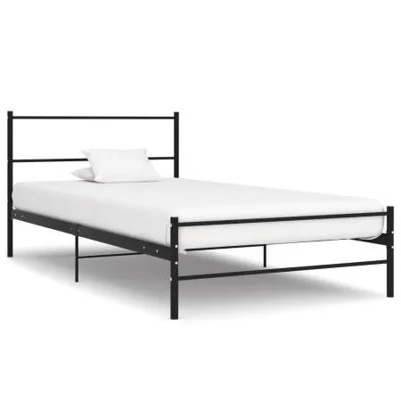 Black metal bed frame 100x200 cm by vidaXL, Beds and slatted bases - Ref: Foro24-284689, Price: 86,12 €, Discount: %