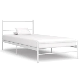 White metal bed frame 100x200 cm by vidaXL, Beds and slatted bases - Ref: Foro24-284693, Price: 59,21 €, Discount: %