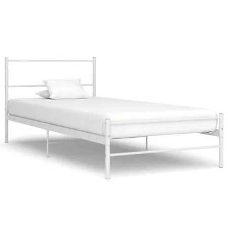 Estructura de cama de metal blanco 100x200 cm de vidaXL, Camas y somieres - Ref: Foro24-284693, Precio: 58,99 €, Descuento: %