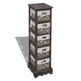 Regal mit 5 braunen geflochtenen Holzkörben von vidaXL, Schließfächer und Lagerschränke - Ref: Foro24-240801, Preis: 118,10 €...