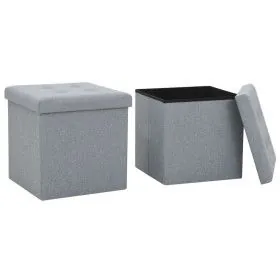 Taburetes almacenaje plegables 2 uds lino sintético gris claro by vidaXL, Folding stools and chairs - Ref: Foro24-247080, Pri...