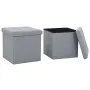 Taburetes almacenaje plegables 2 uds lino sintético gris claro by vidaXL, Folding stools and chairs - Ref: Foro24-247080, Pri...
