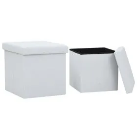 Folding storage stools 2 pcs white synthetic leather by vidaXL, Folding stools and chairs - Ref: Foro24-247084, Price: 40,96 ...