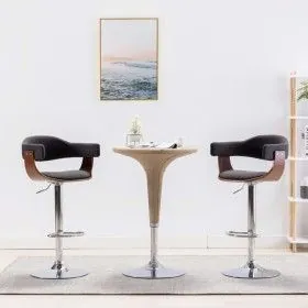 Küchenhocker 2 Einheiten aus gebogenem Holz und grauem Stoff von vidaXL, Küchenhocker - Ref: Foro24-283115, Preis: 230,31 €, ...