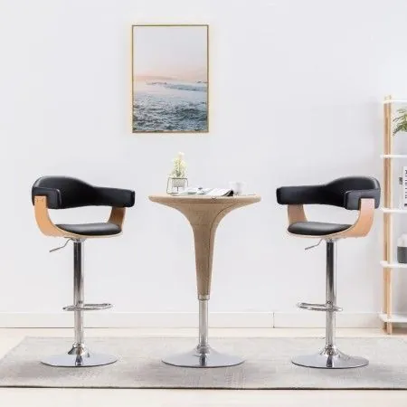 Kitchen stools 2 pcs curved wood black synthetic leather by vidaXL, Kitchen stools - Ref: Foro24-283117, Price: 218,27 €, Dis...