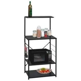 Black engineered wood microwave cabinet 60x39.6x123 cm by vidaXL, Kitchen utensil containers - Ref: Foro24-288238, Price: 62,...