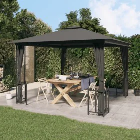 Gazebo with side walls and double roofs anthracite 3x3 m by vidaXL, Tents and gazebos - Ref: Foro24-318541, Price: 342,20 €, ...