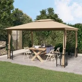 Gazebo with side walls and double roofs taupe gray 3x4 m by vidaXL, Tents and gazebos - Ref: Foro24-318545, Price: 434,32 €, ...