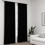Blackout curtains with hooks linen look 2 pcs black 140x225cm by vidaXL, Curtains and curtains - Ref: Foro24-321157, Price: 4...