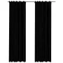 Blackout curtains with hooks linen look 2 pcs black 140x225cm by vidaXL, Curtains and curtains - Ref: Foro24-321157, Price: 4...