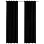 Cortinas opacas con ganchos look de lino 2 pzas negro 140x245cm de vidaXL, Cortinas y visillos - Ref: Foro24-321158, Precio: ...