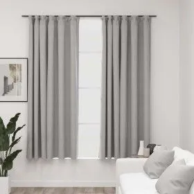 Blackout curtains with linen-look hooks 2 pieces gray 140x175 cm by vidaXL, Curtains and curtains - Ref: Foro24-321172, Price...