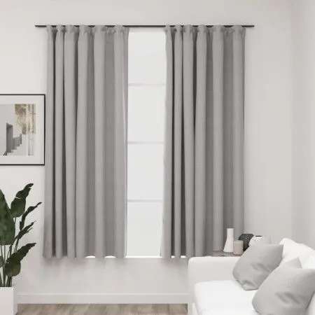 Blackout curtains with linen-look hooks 2 pieces gray 140x175 cm by vidaXL, Curtains and curtains - Ref: Foro24-321172, Price...