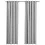 Blackout curtains with hooks linen look 2 pcs gray 140x245 cm by vidaXL, Curtains and curtains - Ref: Foro24-321174, Price: 5...