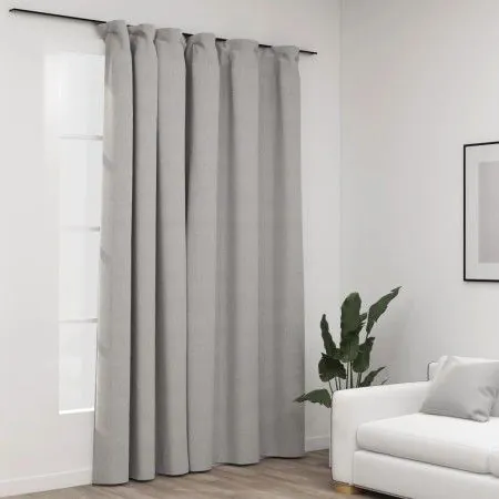 Blackout curtain with hooks gray linen look 290x245 cm by vidaXL, Curtains and curtains - Ref: Foro24-321175, Price: 52,08 €,...