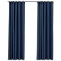 Blackout curtains with hooks linen look 2 pcs blue 140x225 cm by vidaXL, Curtains and curtains - Ref: Foro24-321181, Price: 3...