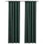 Blackout curtains with hooks linen look 2 pcs green 140x225cm by vidaXL, Curtains and curtains - Ref: Foro24-321189, Price: 4...