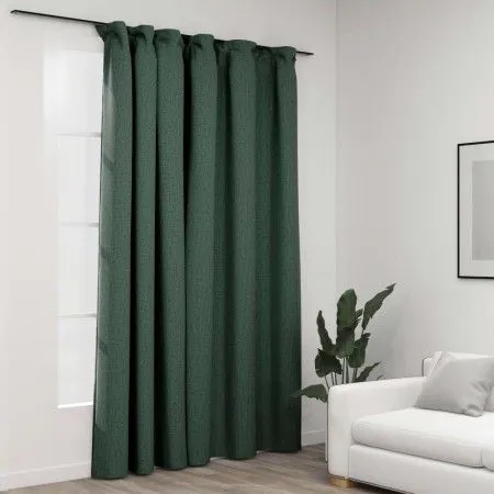 Blackout curtain with linen-look green hooks 290x245 cm by vidaXL, Curtains and curtains - Ref: Foro24-321191, Price: 44,49 €...