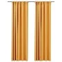 Blackout curtains hooks linen look 2 pcs yellow 140x225 cm by vidaXL, Curtains and curtains - Ref: Foro24-321197, Price: 41,1...
