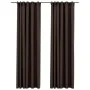 Blackout curtains hooks linen look 2 pcs gray taupe 140x225cm by vidaXL, Curtains and curtains - Ref: Foro24-321205, Price: 5...