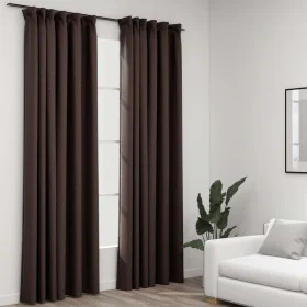 Blackout curtains hooks linen look 2 pcs gray taupe140x245cm by vidaXL, Curtains and curtains - Ref: Foro24-321206, Price: 42...