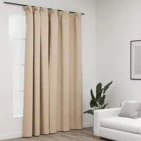 Blackout curtain with linen-look beige hooks 290x245 cm by vidaXL, Curtains and curtains - Ref: Foro24-321215, Price: 38,01 €...