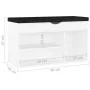 Schuhbank mit weißem Holzwerkstoffkissen 80x30x47 cm von vidaXL, Schuhregale und Schuhorganisatoren - Ref: Foro24-326759, Pre...