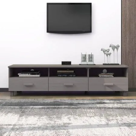 TV-Möbel HAMAR aus massivem Kiefernholz in hellem Grau, 158x40x40 cm. von vidaXL, TV-Möbel - Ref: Foro24-340475, Preis: 133,3...