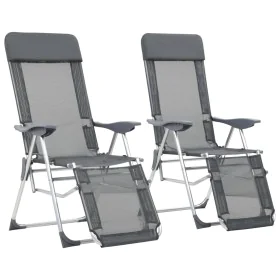 Folding camping chairs with footrest 2 pcs textilene gray by vidaXL, Garden chairs - Ref: Foro24-360145, Price: 175,05 €, Dis...