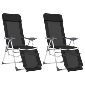 Klappbare Campingstühle mit Fußstütze, 2 Stück, Textilene schwarz von vidaXL, Gartenstühle - Ref: Foro24-360146, Preis: 175,8...
