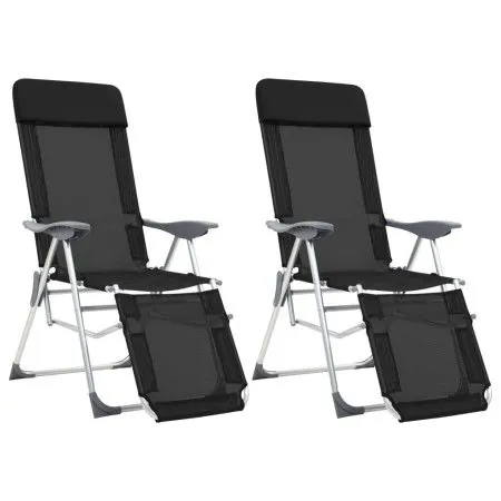 Klappbare Campingstühle mit Fußstütze, 2 Stück, Textilene schwarz von vidaXL, Gartenstühle - Ref: Foro24-360146, Preis: 175,8...